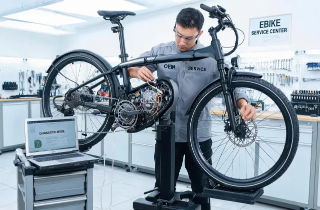 Ebike service bench with drive diagnostics